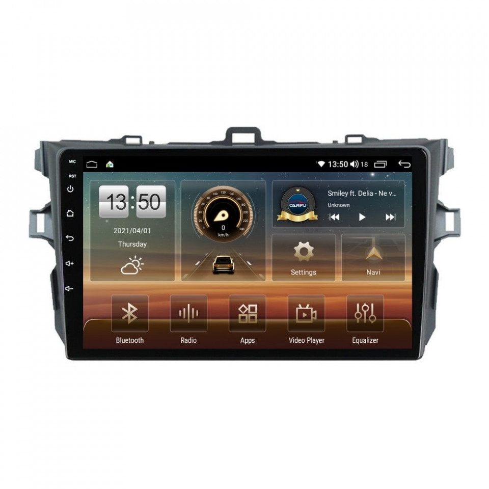 Navigatie dedicata cu Android Toyota Corolla 2007 - 2013, 4GB RAM, Radio GPS Dual Zone, Display HD QLED 9" Touchscreen, Internet Wi-Fi si slot SIM 4G, Bluetooth, MirrorLink, USB