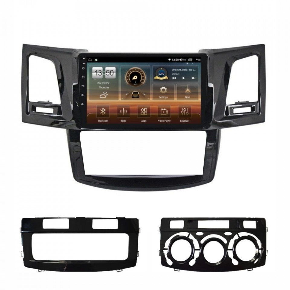 Navigatie dedicata cu Android Toyota Hilux VII 2004 - 2015, 4GB RAM, Radio GPS Dual Zone, Display HD QLED 9" Touchscreen, Internet Wi-Fi si slot SIM 4G, Bluetooth, MirrorLink, USB