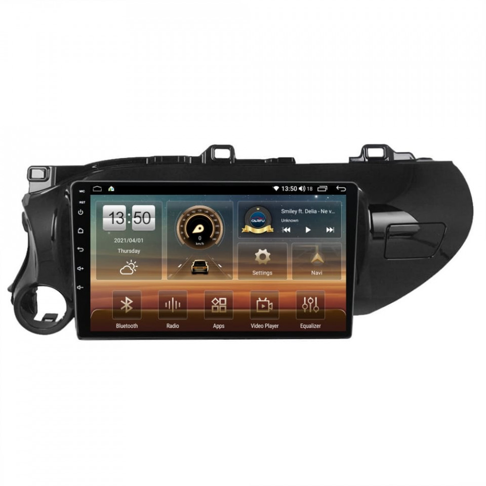 Navigatie dedicata cu Android Toyota Hilux VIII dupa 2015, 4GB RAM, Radio GPS Dual Zone, Display HD QLED 10" Touchscreen, Internet Wi-Fi si slot SIM 4G, Bluetooth, MirrorLink, USB