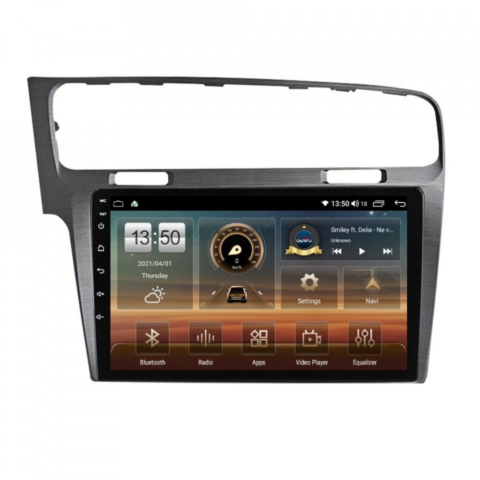 Navigatie dedicata cu Android VW Golf VII 2012 - 2019, argintiu, 4GB RAM, Radio GPS Dual Zone, Display HD QLED 10" Touchscreen, Internet Wi-Fi si slot SIM 4G, Bluetooth, MirrorLink, USB