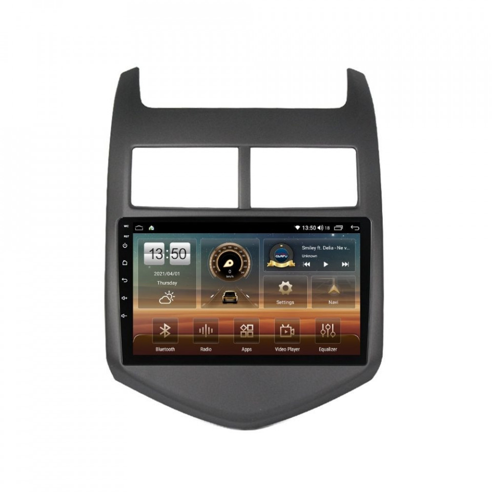 Navigatie dedicata cu Android Chevrolet Aveo 2011 - 2014, 6GB RAM, Radio GPS Dual Zone, Display HD QLED 9" Touchscreen, Internet Wi-Fi si slot SIM 4G, Bluetooth, MirrorLink, USB