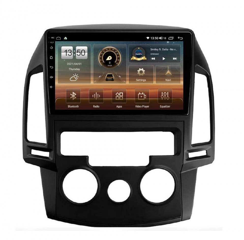 Navigatie dedicata cu Android Hyundai i30 2007 - 2012, clima manuala, 6GB RAM, Radio GPS Dual Zone, Display HD QLED 9" Touchscreen, Internet Wi-Fi si slot SIM 4G, Bluetooth, MirrorLink, USB