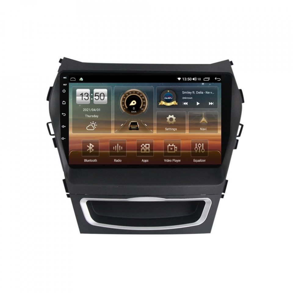 Navigatie dedicata cu Android Hyundai Santa Fe III / Grand Santa Fe 2012 - 2018, 6GB RAM, Radio GPS Dual Zone, Display HD QLED 9" Touchscreen, Internet Wi-Fi si slot SIM 4G, Bluetooth, MirrorLink, USB