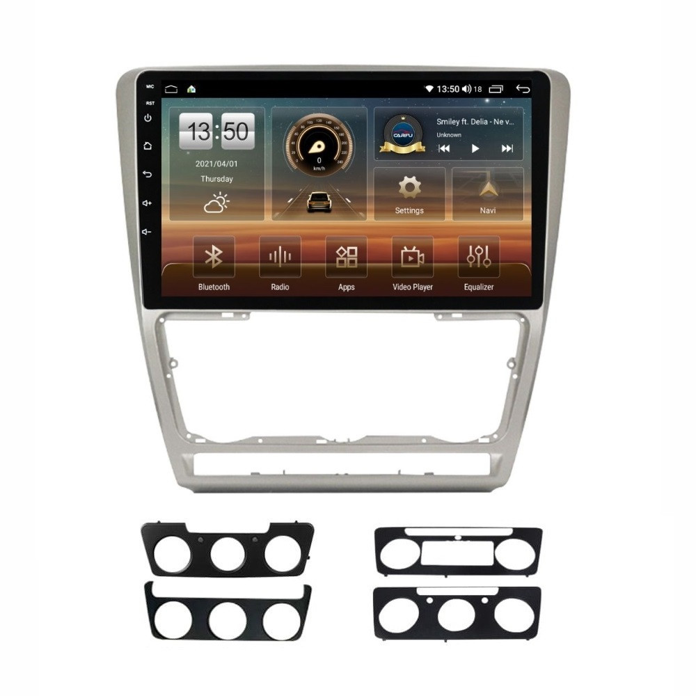 Navigatie dedicata cu Android Skoda Octavia II 2004 - 2013, gri, 6GB RAM, Radio GPS Dual Zone, Display HD QLED 10" Touchscreen, Internet Wi-Fi si slot SIM 4G, Bluetooth, MirrorLink, USB