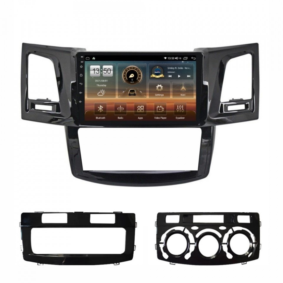 Navigatie dedicata cu Android Toyota Hilux VII 2004 - 2015, 8GB RAM, Radio GPS Dual Zone, Display HD QLED 9" Touchscreen, Internet Wi-Fi si slot SIM 4G, Bluetooth, MirrorLink, USB