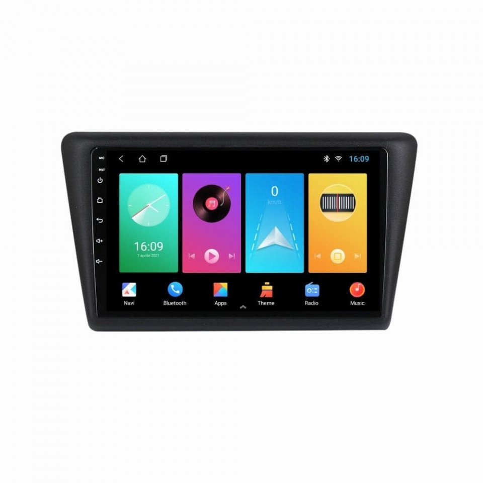 Navigatie dedicata cu Android Skoda Rapid 2011 - 2019, 1GB RAM, Radio GPS Dual Zone, Display HD IPS 9" Touchscreen, Internet Wi-Fi, Bluetooth, MirrorLink, USB