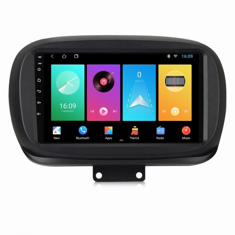 Navigatie dedicata cu Android Fiat 500X dupa 2014, 2GB RAM, Radio GPS Dual Zone, Display HD IPS 9" Touchscreen, Internet Wi-Fi, Bluetooth, MirrorLink, USB