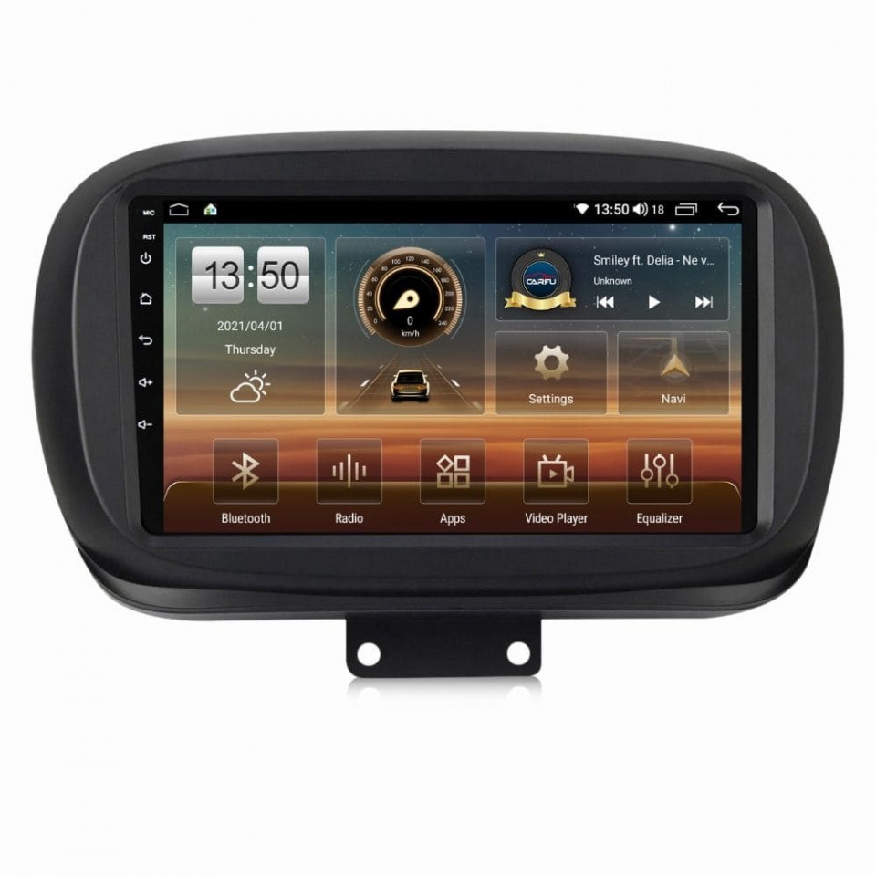 Navigatie dedicata cu Android Fiat 500X dupa 2014, 4GB RAM, Radio GPS Dual Zone, Display HD QLED 9" Touchscreen, Internet Wi-Fi si slot SIM 4G, Bluetooth, MirrorLink, USB