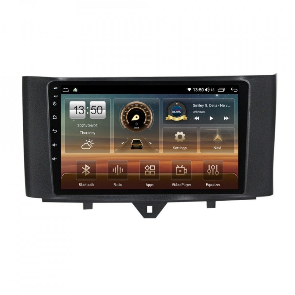 Navigatie dedicata cu Android Smart Fortwo 2011 - 2014, 6GB RAM, Radio GPS Dual Zone, Display HD QLED 9" Touchscreen, Internet Wi-Fi si slot SIM 4G, Bluetooth, MirrorLink, USB