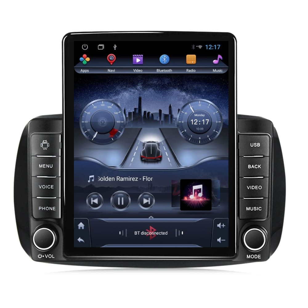 Navigatie dedicata cu Android Smart Fortwo dupa 2014, 2GB RAM, Radio GPS Dual Zone, Touchscreen IPS 9.7" HD tip Tesla, Internet Wi-Fi, Bluetooth, MirrorLink, USB