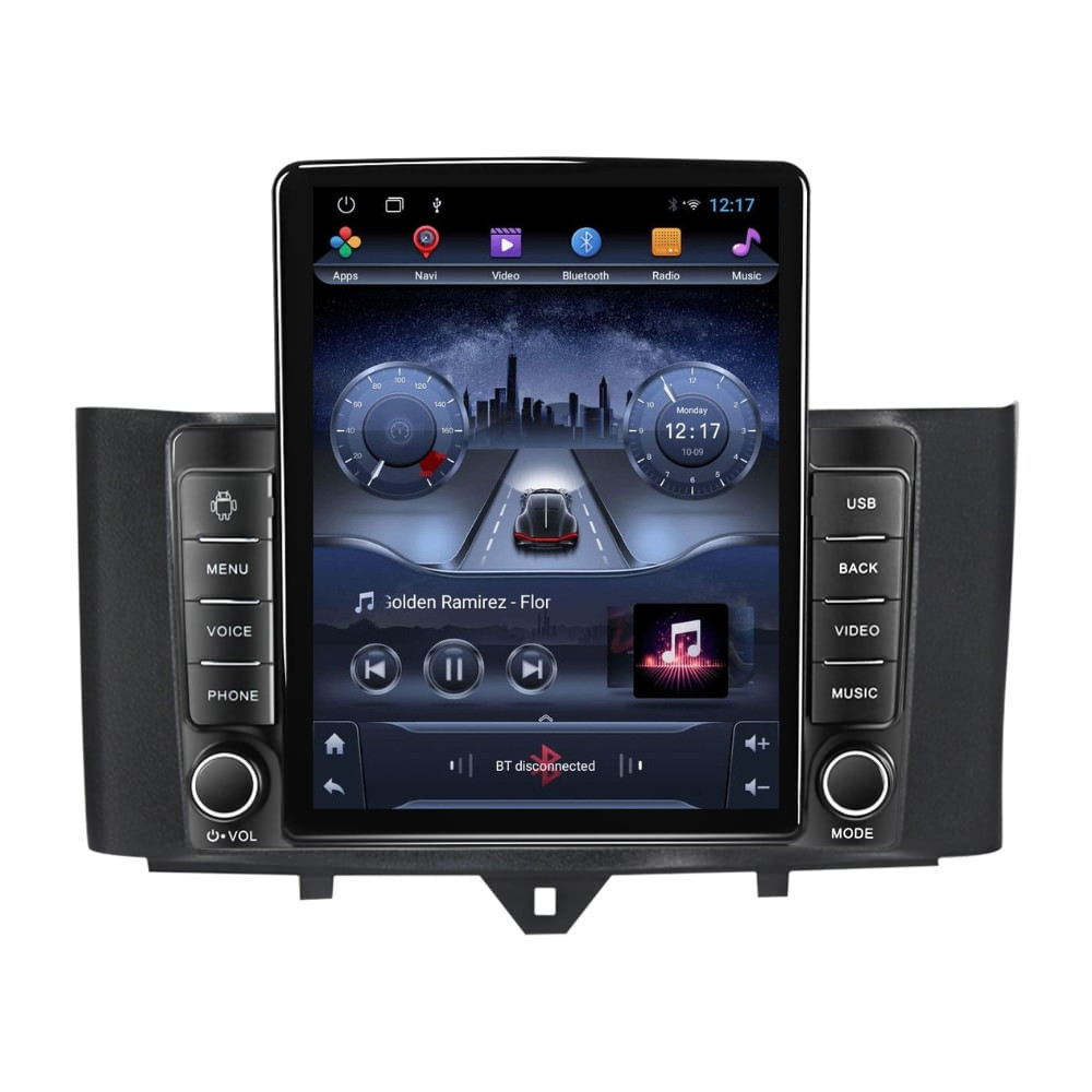 Navigatie dedicata cu Android Smart Fortwo 2011 - 2014, 2GB RAM, Radio GPS Dual Zone, Touchscreen IPS 9.7" HD tip Tesla, Internet Wi-Fi, Bluetooth, MirrorLink, USB