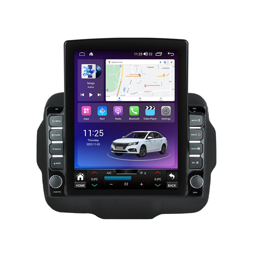 Navigatie dedicata cu Android Jeep Renegade dupa 2014, 4GB RAM, Radio GPS Dual Zone, Touchscreen IPS 9.7" HD tip Tesla, Internet Wi-Fi si slot SIM 4G, Bluetooth, MirrorLink, USB