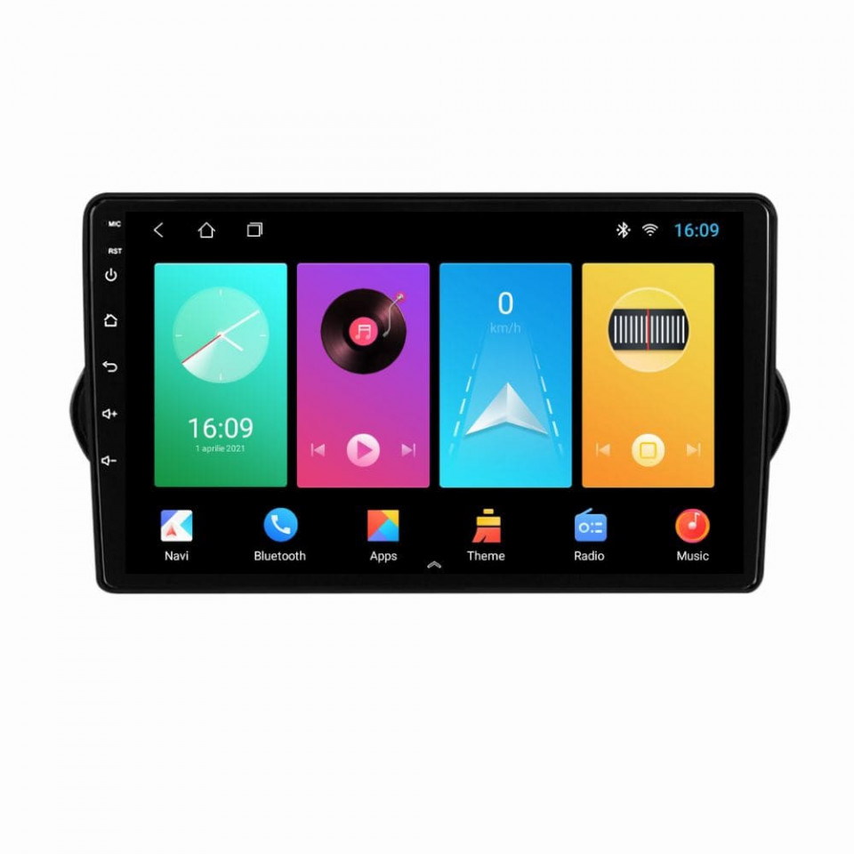 Navigatie dedicata cu Android Fiat Tipo dupa 2015, 1GB RAM, Radio GPS Dual Zone, Display HD IPS 9" Touchscreen, Internet Wi-Fi, Bluetooth, MirrorLink, USB