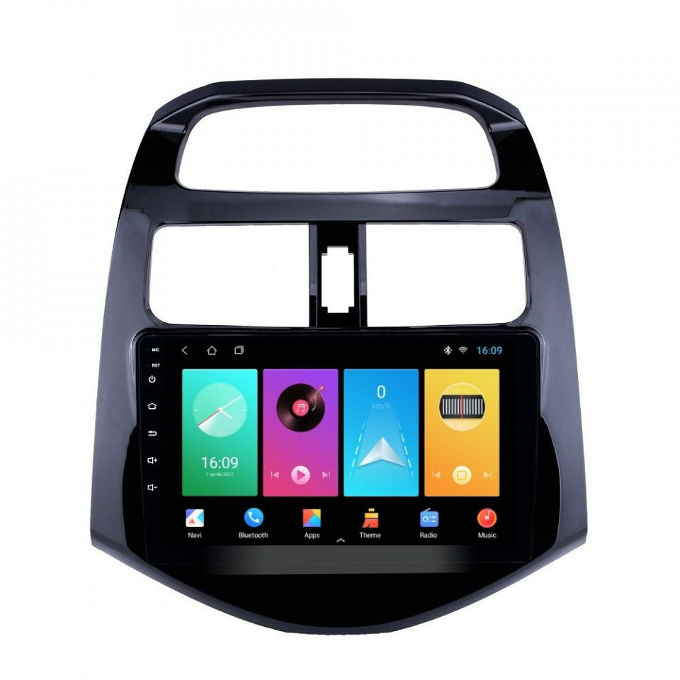 Navigatie dedicata cu Android Chevrolet Spark 2009 - 2015, 1GB RAM, Radio GPS Dual Zone, Display HD IPS 9" Touchscreen, Internet Wi-Fi, Bluetooth, MirrorLink, USB