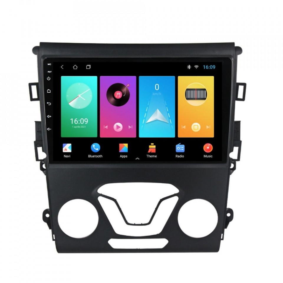 Navigatie dedicata cu Android Ford Mondeo V dupa 2014 fara navigatie originala, 1GB RAM, Radio GPS Dual Zone, Display HD IPS 9" Touchscreen, Internet Wi-Fi, Bluetooth, MirrorLink, USB