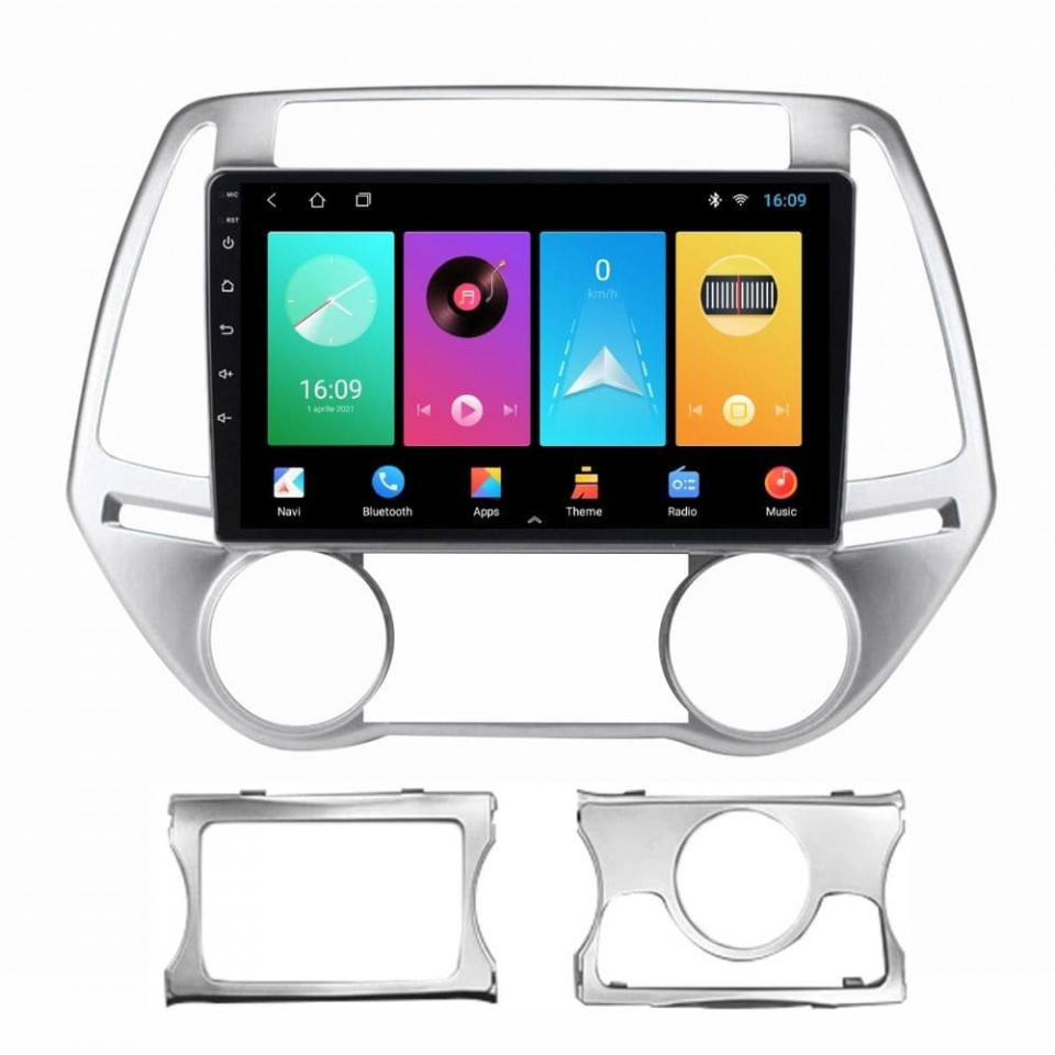 Navigatie dedicata cu Android Hyundai i20 2012 - 2014, 1GB RAM, Radio GPS Dual Zone, Display HD IPS 9" Touchscreen, Internet Wi-Fi, Bluetooth, MirrorLink, USB