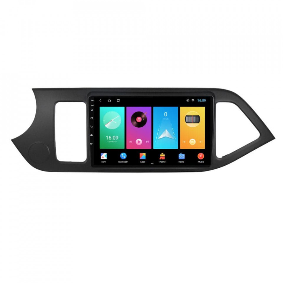 Navigatie dedicata cu Android Kia Picanto II 2011 - 2017, 1GB RAM, Radio GPS Dual Zone, Display HD IPS 9" Touchscreen, Internet Wi-Fi, Bluetooth, MirrorLink, USB