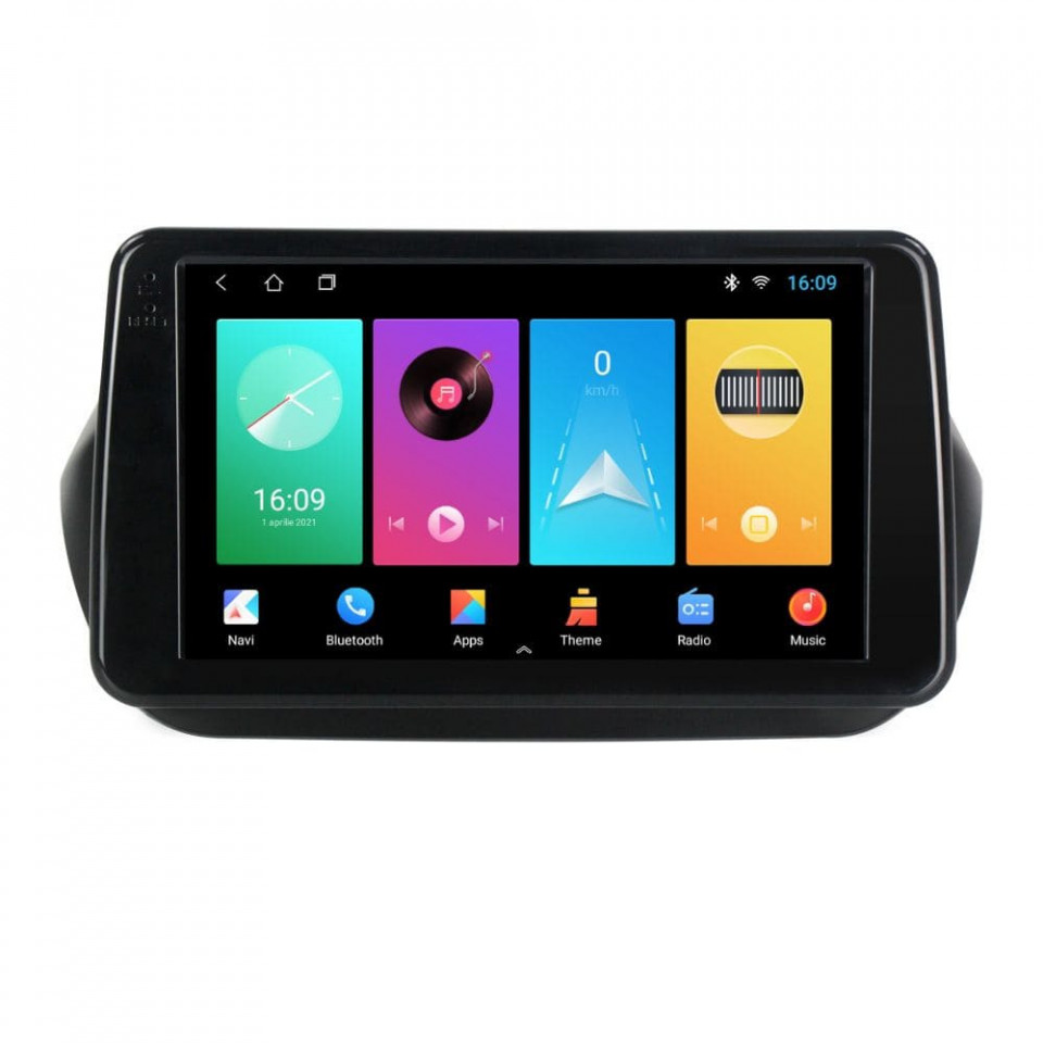 Navigatie dedicata cu Android Fiat Qubo 2008 - 2019, 2GB RAM, Radio GPS Dual Zone, Display HD IPS 9" Touchscreen, Internet Wi-Fi, Bluetooth, MirrorLink, USB