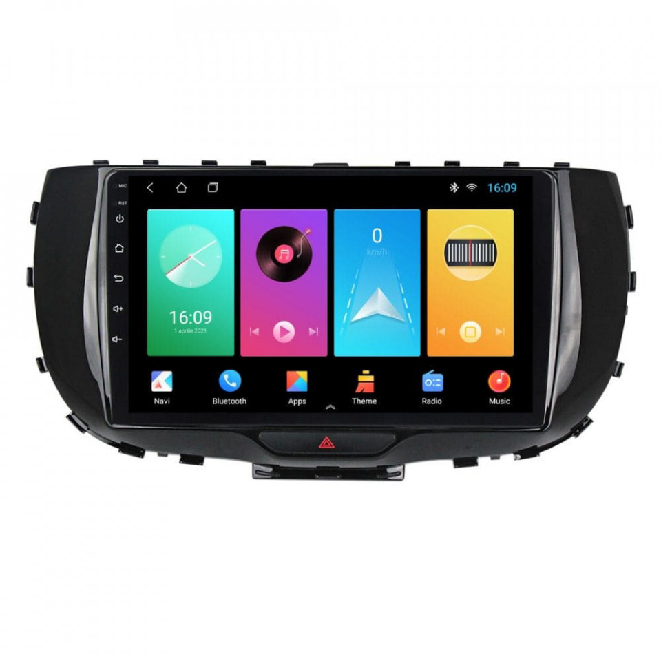Navigatie dedicata cu Android Kia Soul dupa 2019, 2GB RAM, Radio GPS Dual Zone, Display HD IPS 9" Touchscreen, Internet Wi-Fi, Bluetooth, MirrorLink, USB