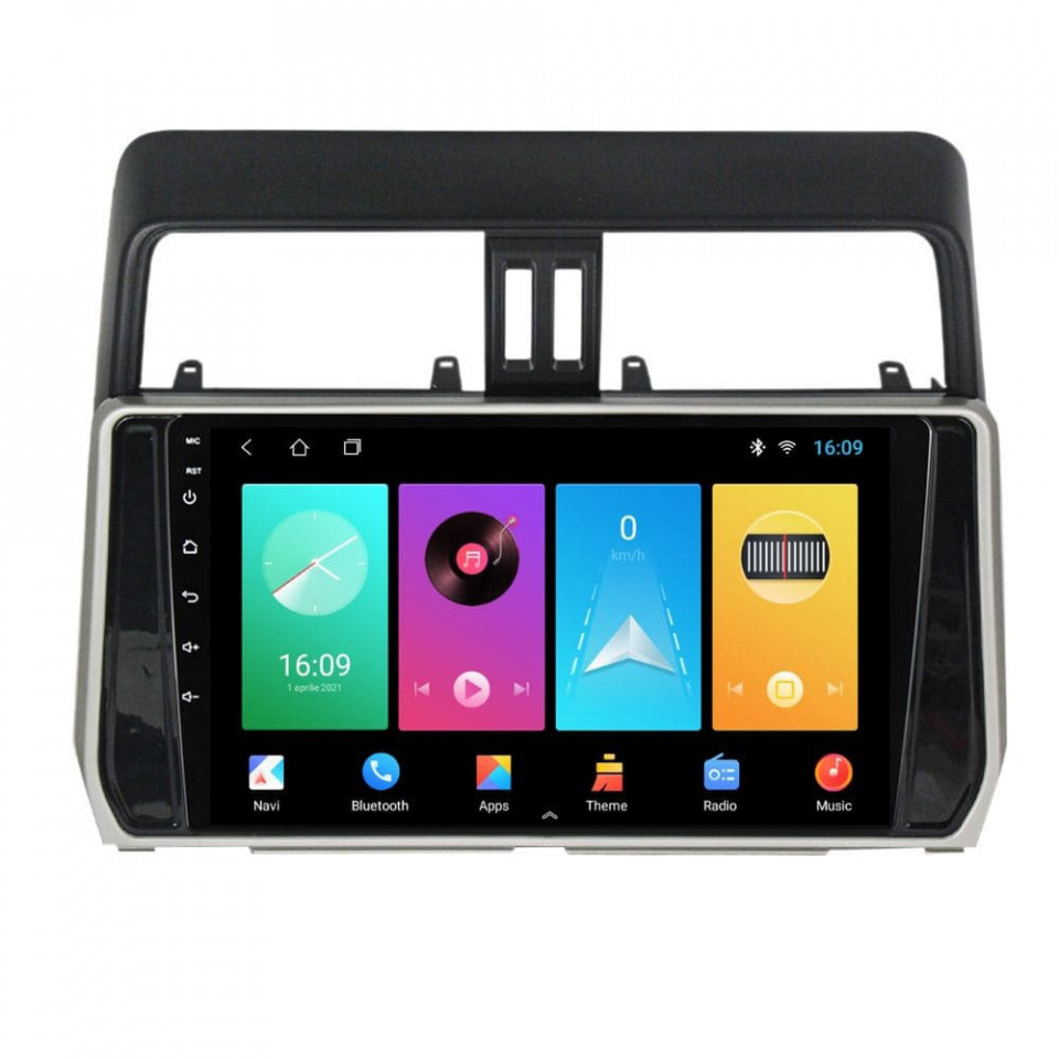 Navigatie dedicata cu Android Toyota Land Cruiser Prado J150 dupa 2017, 2GB RAM, Radio GPS Dual Zone, Display HD IPS 10" Touchscreen, Internet Wi-Fi, Bluetooth, MirrorLink, USB
