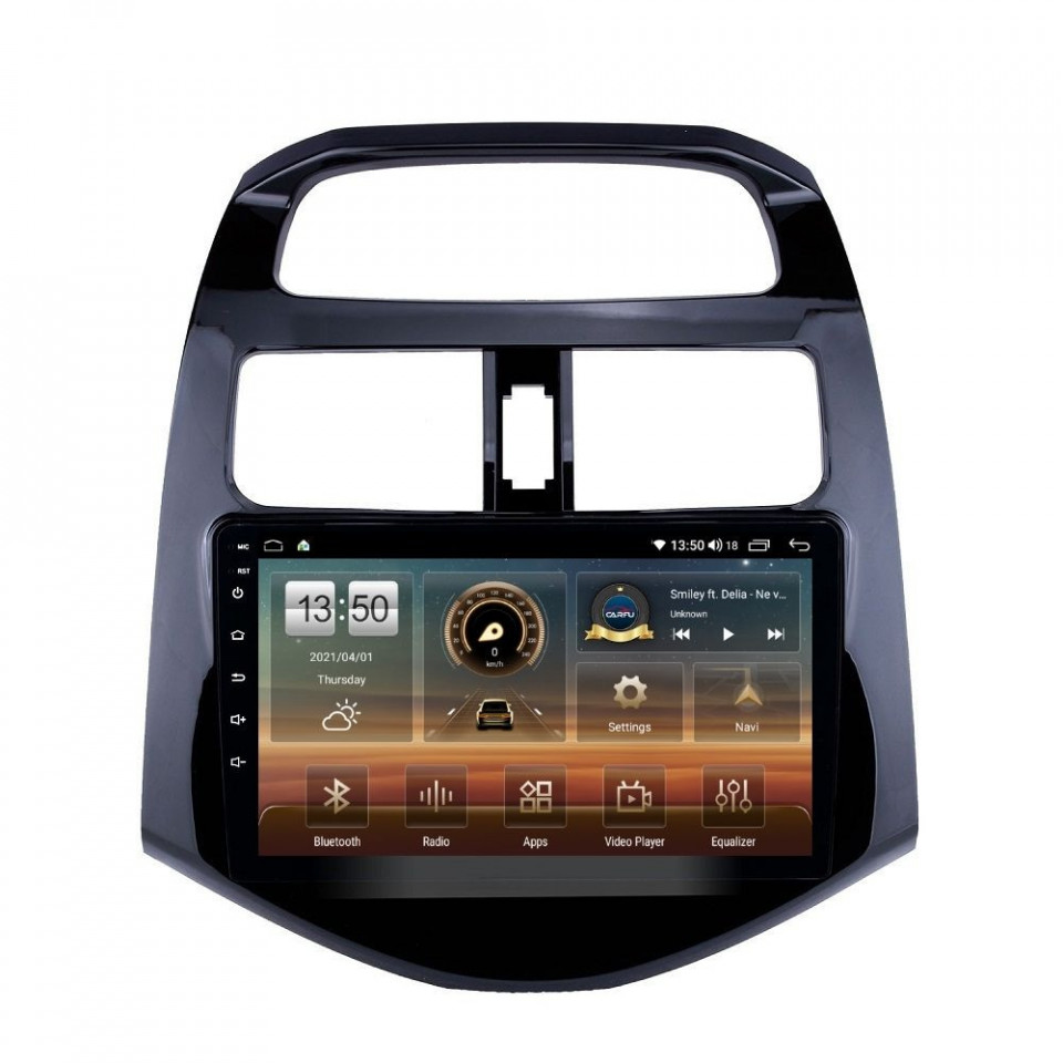 Navigatie dedicata cu Android Chevrolet Spark 2009 - 2015, 4GB RAM, Radio GPS Dual Zone, Display HD QLED 9" Touchscreen, Internet Wi-Fi si slot SIM 4G, Bluetooth, MirrorLink, USB