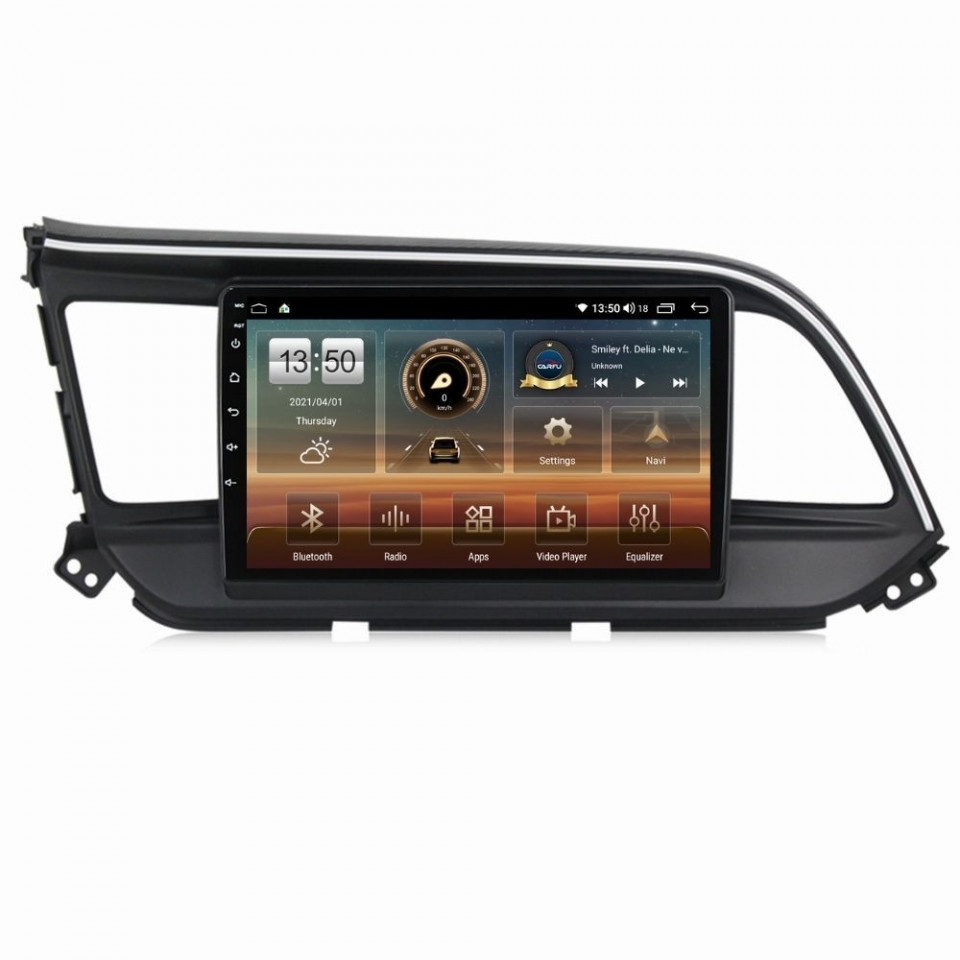 Navigatie dedicata cu Android Hyundai Elantra VI 2019 - 2020, 4GB RAM, Radio GPS Dual Zone, Display HD QLED 9" Touchscreen, Internet Wi-Fi si slot SIM 4G, Bluetooth, MirrorLink, USB