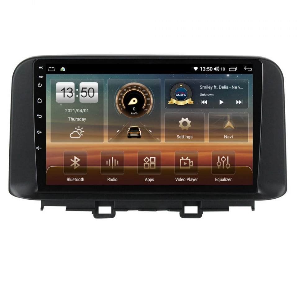 Navigatie dedicata cu Android Hyundai Kona dupa 2017, 4GB RAM, Radio GPS Dual Zone, Display HD QLED 10" Touchscreen, Internet Wi-Fi si slot SIM 4G, Bluetooth, MirrorLink, USB