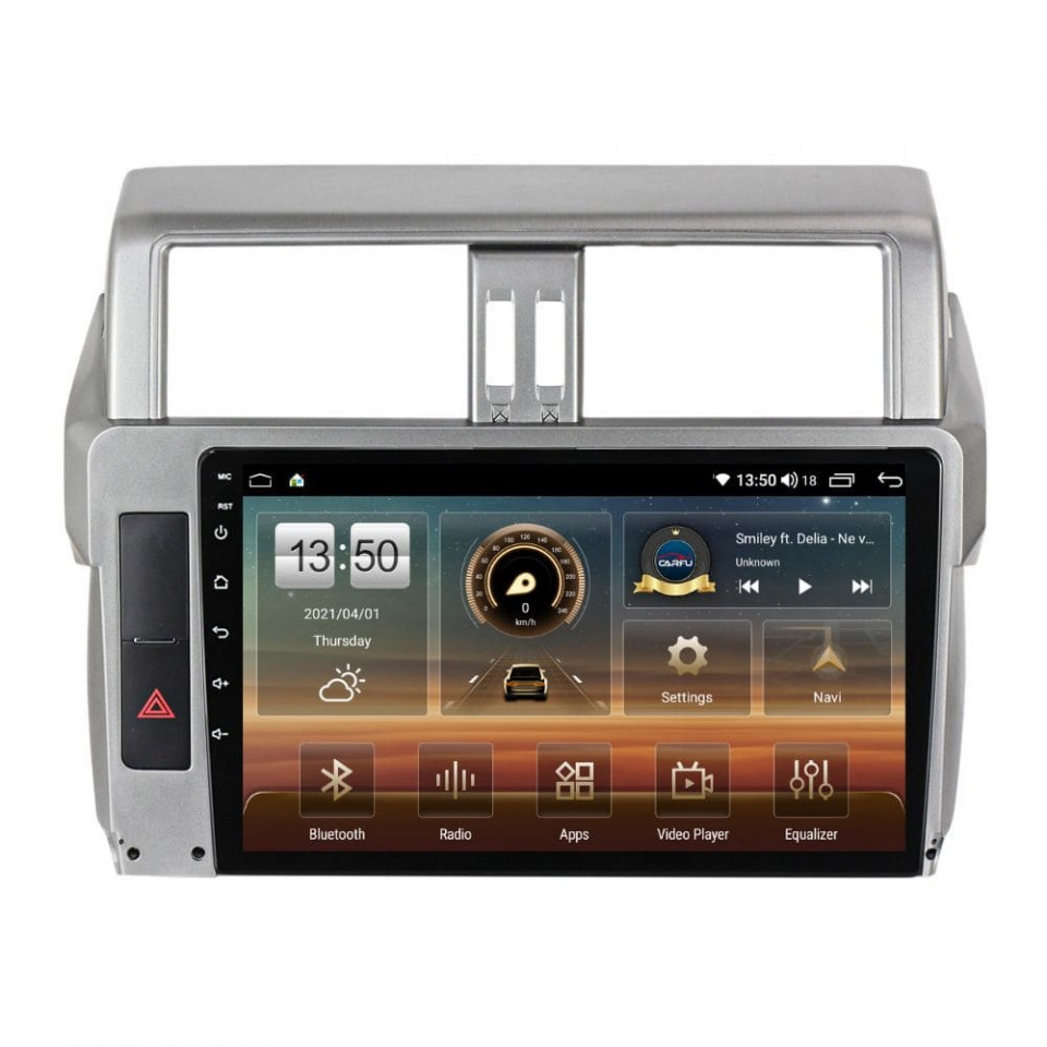 Navigatie dedicata cu Android Toyota Land Cruiser Prado J150 2013 - 2017, 4GB RAM, Radio GPS Dual Zone, Display HD QLED 10" Touchscreen, Internet Wi-Fi si slot SIM 4G, Bluetooth, MirrorLink, USB