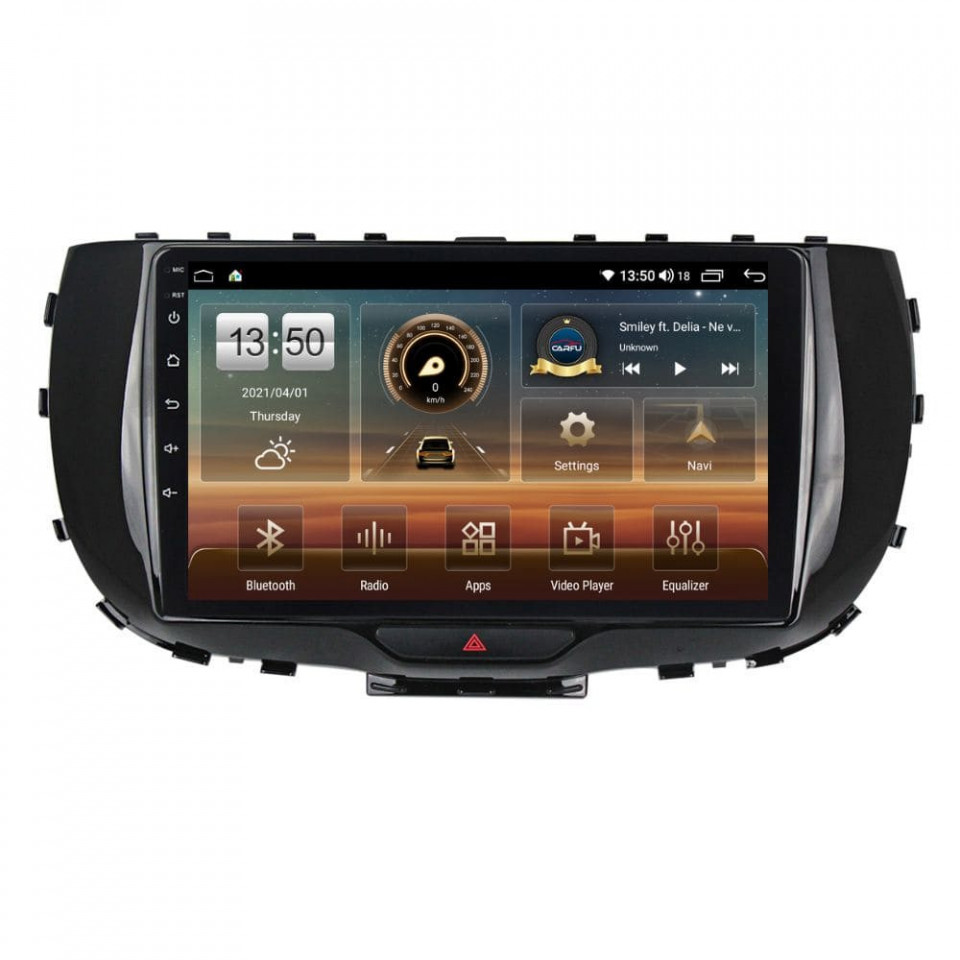 Navigatie dedicata cu Android Kia Soul dupa 2019, 6GB RAM, Radio GPS Dual Zone, Display HD QLED 9" Touchscreen, Internet Wi-Fi si slot SIM 4G, Bluetooth, MirrorLink, USB