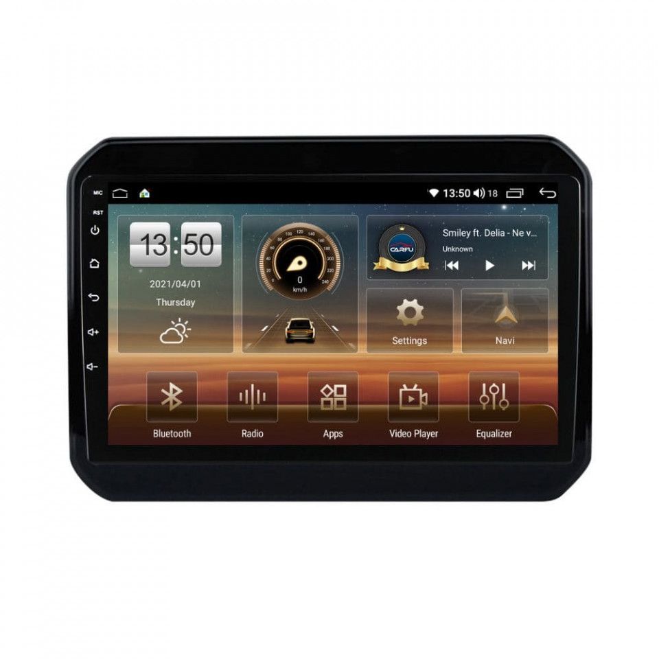 Navigatie dedicata cu Android Suzuki Ignis III dupa 2016, 6GB RAM, Radio GPS Dual Zone, Display HD QLED 9" Touchscreen, Internet Wi-Fi si slot SIM 4G, Bluetooth, MirrorLink, USB