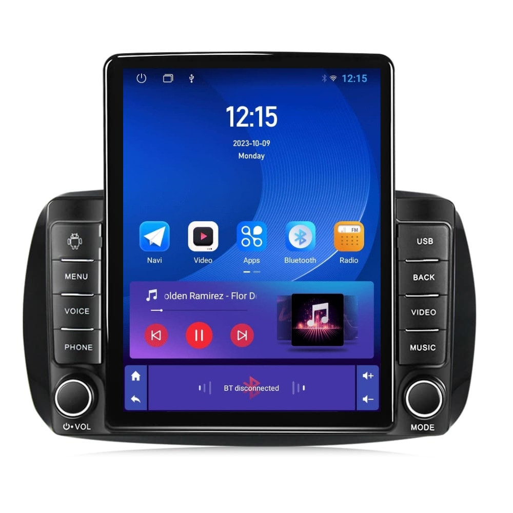 Navigatie dedicata cu Android Smart Fortwo dupa 2014, 1GB RAM, Radio GPS Dual Zone, Touchscreen IPS 9.7" HD tip Tesla, Internet Wi-Fi, Bluetooth, MirrorLink, USB