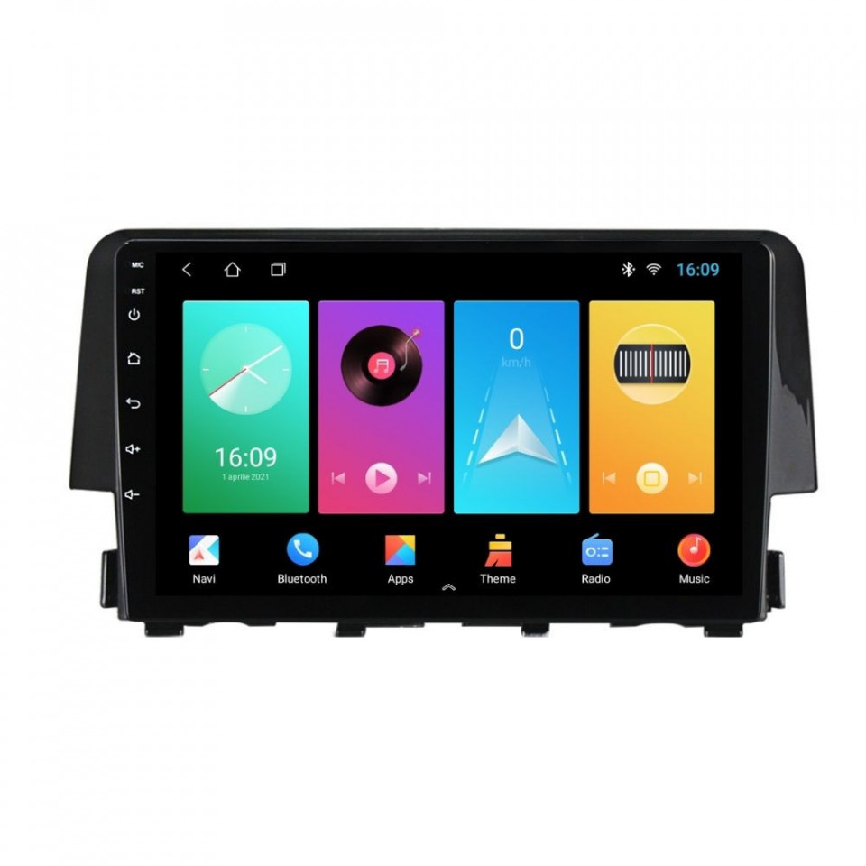 Navigatie dedicata cu Android Honda Civic X 2015 - 2021, 1GB RAM, Radio GPS Dual Zone, Display HD IPS 9" Touchscreen, Internet Wi-Fi, Bluetooth, MirrorLink, USB