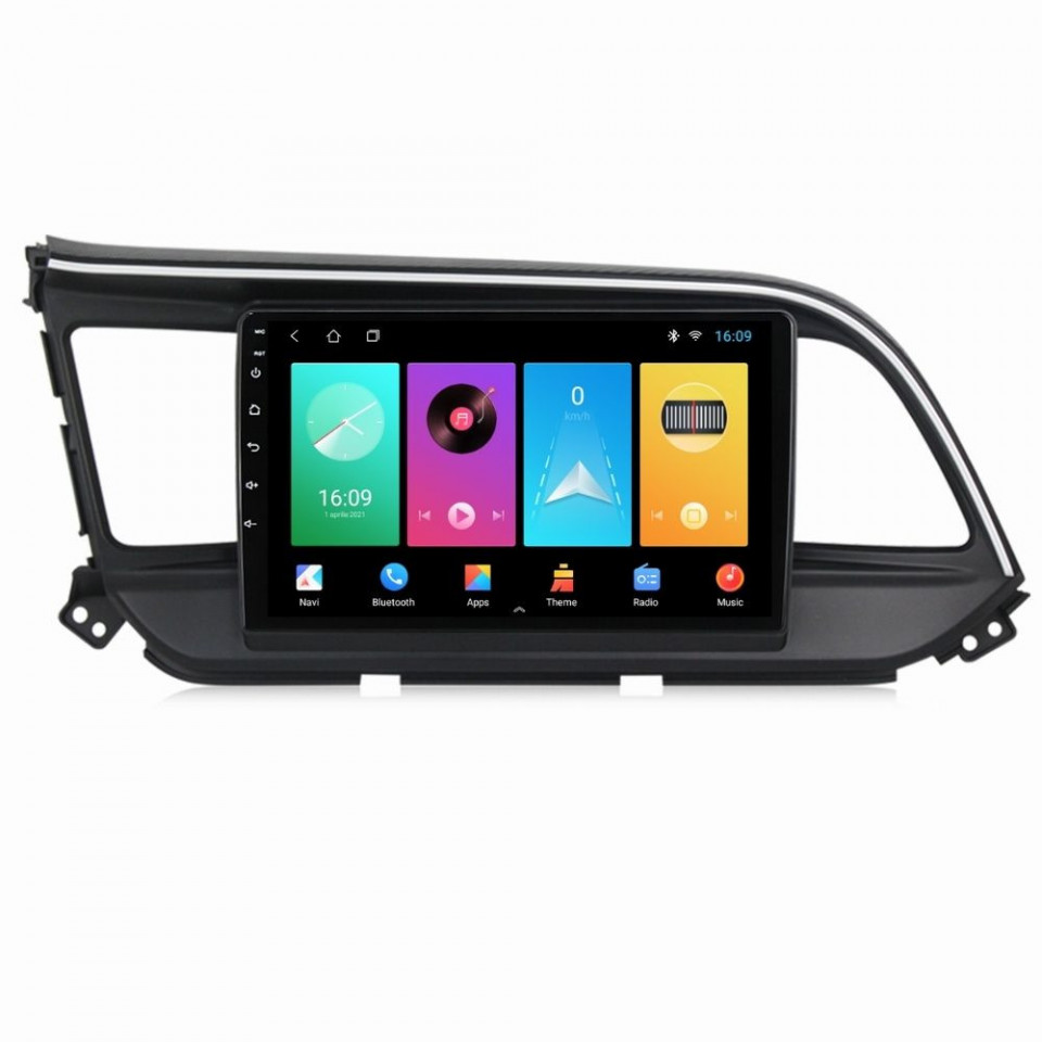 Navigatie dedicata cu Android Hyundai Elantra VI 2019 - 2020, 1GB RAM, Radio GPS Dual Zone, Display HD IPS 9" Touchscreen, Internet Wi-Fi, Bluetooth, MirrorLink, USB