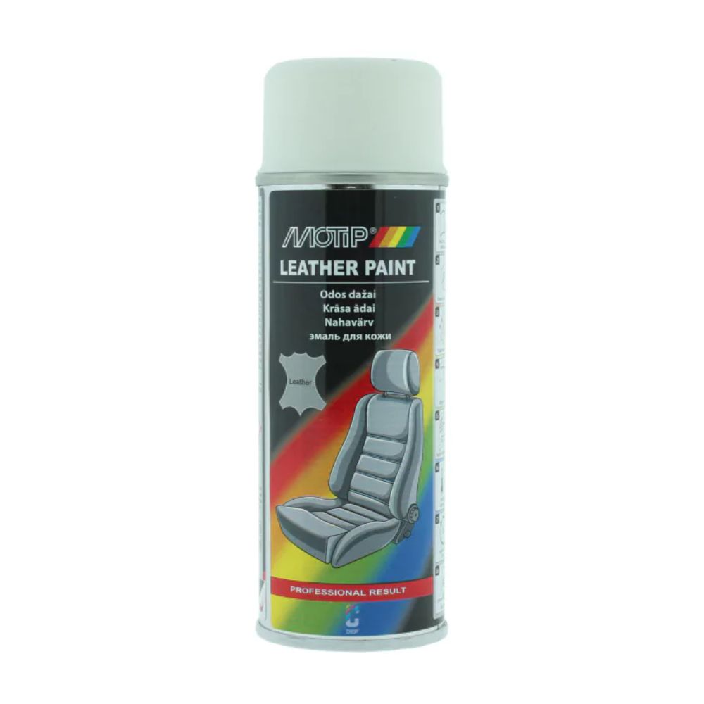 Vopsea spray lac pentru piele MoTip, alb RAL 9016, lucios, interior, 200 ml