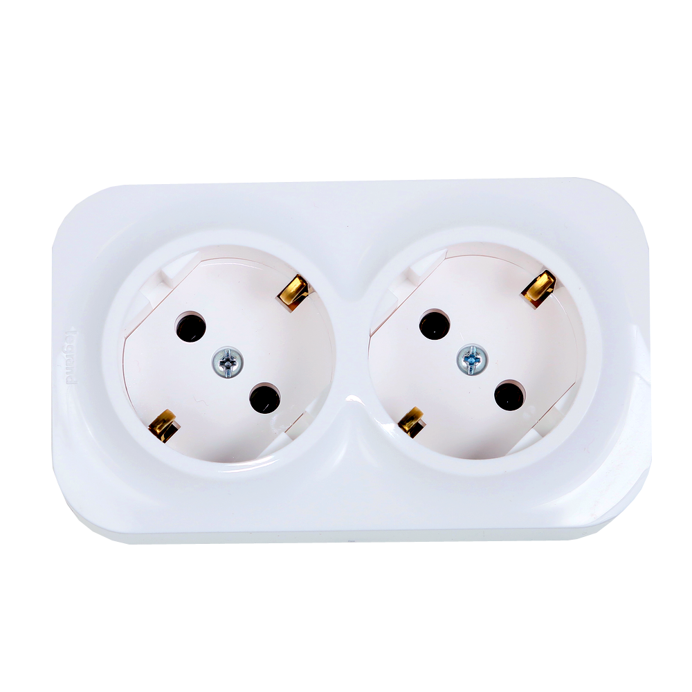 Priza dubla 2P+T Forix, Legrand 782413, alb, montaj aplicat