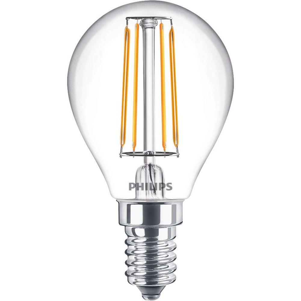 Bec LED Philips Classic LEDLuster ND, 4.3W, P45 CL, E14, alb cald