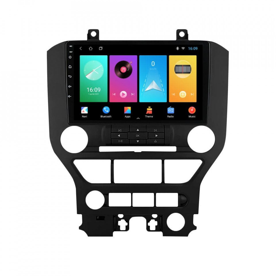 Navigatie dedicata cu Android Ford Mustang 2014 - 2021 fara navigatie originala, 1GB RAM, Radio GPS Dual Zone, Display HD IPS 9" Touchscreen, Internet Wi-Fi, Bluetooth, MirrorLink, USB