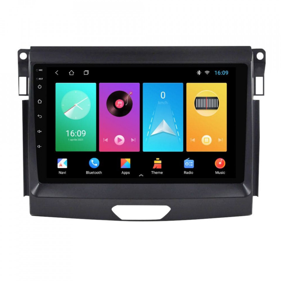 Navigatie dedicata cu Android Ford Ranger dupa 2015 fara navigatie originala, 1GB RAM, Radio GPS Dual Zone, Display HD IPS 9" Touchscreen, Internet Wi-Fi, Bluetooth, MirrorLink, USB