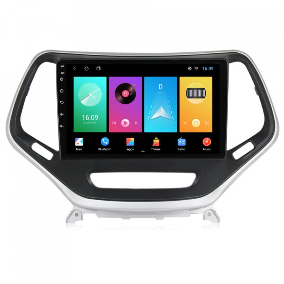 Navigatie dedicata cu Android Jeep Cherokee V 2014 - 2019, 1GB RAM, Radio GPS Dual Zone, Display HD IPS 10" Touchscreen, Internet Wi-Fi, Bluetooth, MirrorLink, USB