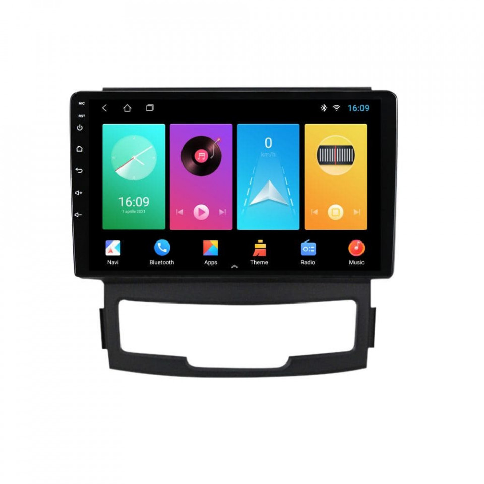 Navigatie dedicata cu Android Ssangyong Korando 2010 - 2013, 1GB RAM, Radio GPS Dual Zone, Display HD IPS 9" Touchscreen, Internet Wi-Fi, Bluetooth, MirrorLink, USB