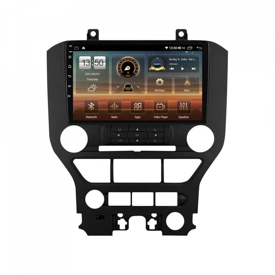 Navigatie dedicata cu Android Ford Mustang 2014 - 2021 fara navigatie originala, 4GB RAM, Radio GPS Dual Zone, Display HD QLED 9" Touchscreen, Internet Wi-Fi si slot SIM 4G, Bluetooth, MirrorLink, USB