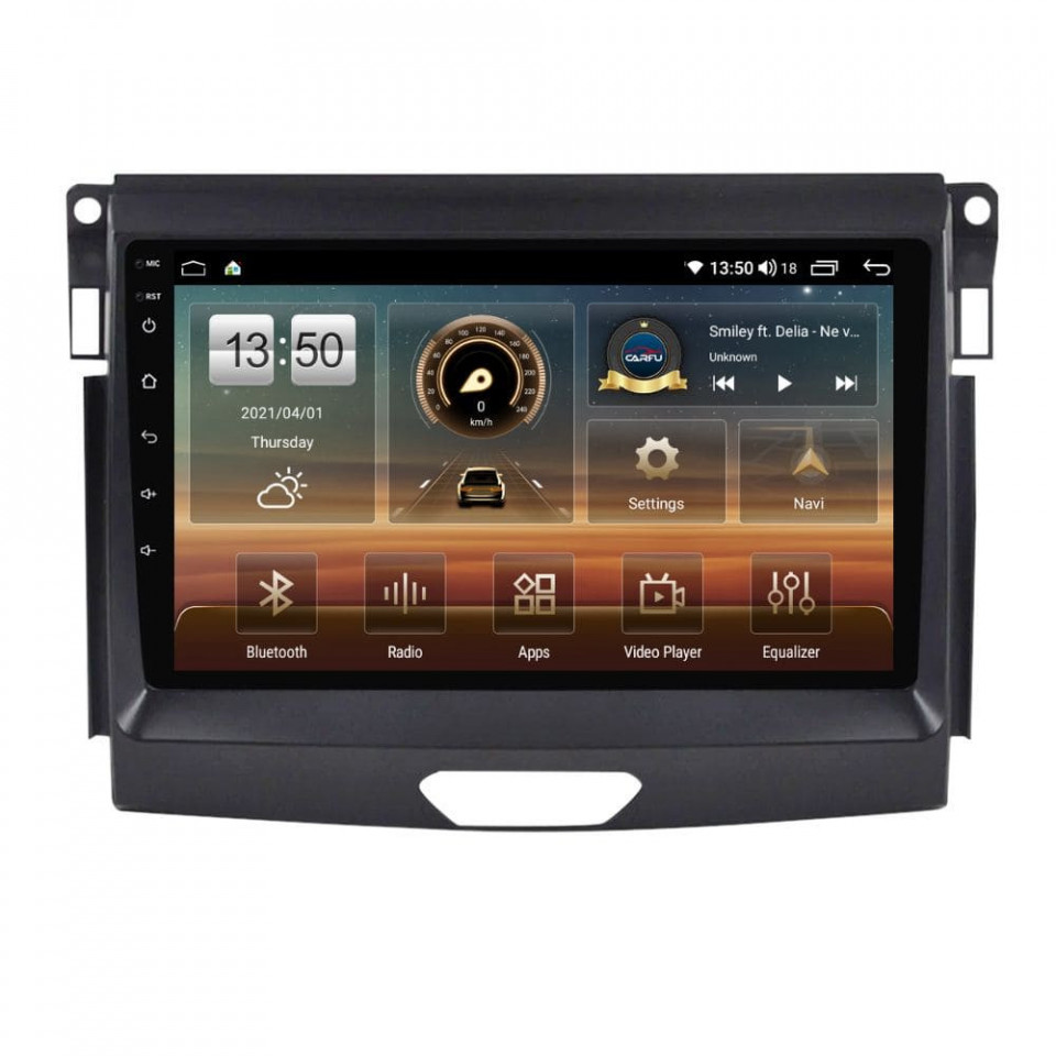 Navigatie dedicata cu Android Ford Ranger dupa 2015 fara navigatie originala, 4GB RAM, Radio GPS Dual Zone, Display HD QLED 9" Touchscreen, Internet Wi-Fi si slot SIM 4G, Bluetooth, MirrorLink, USB