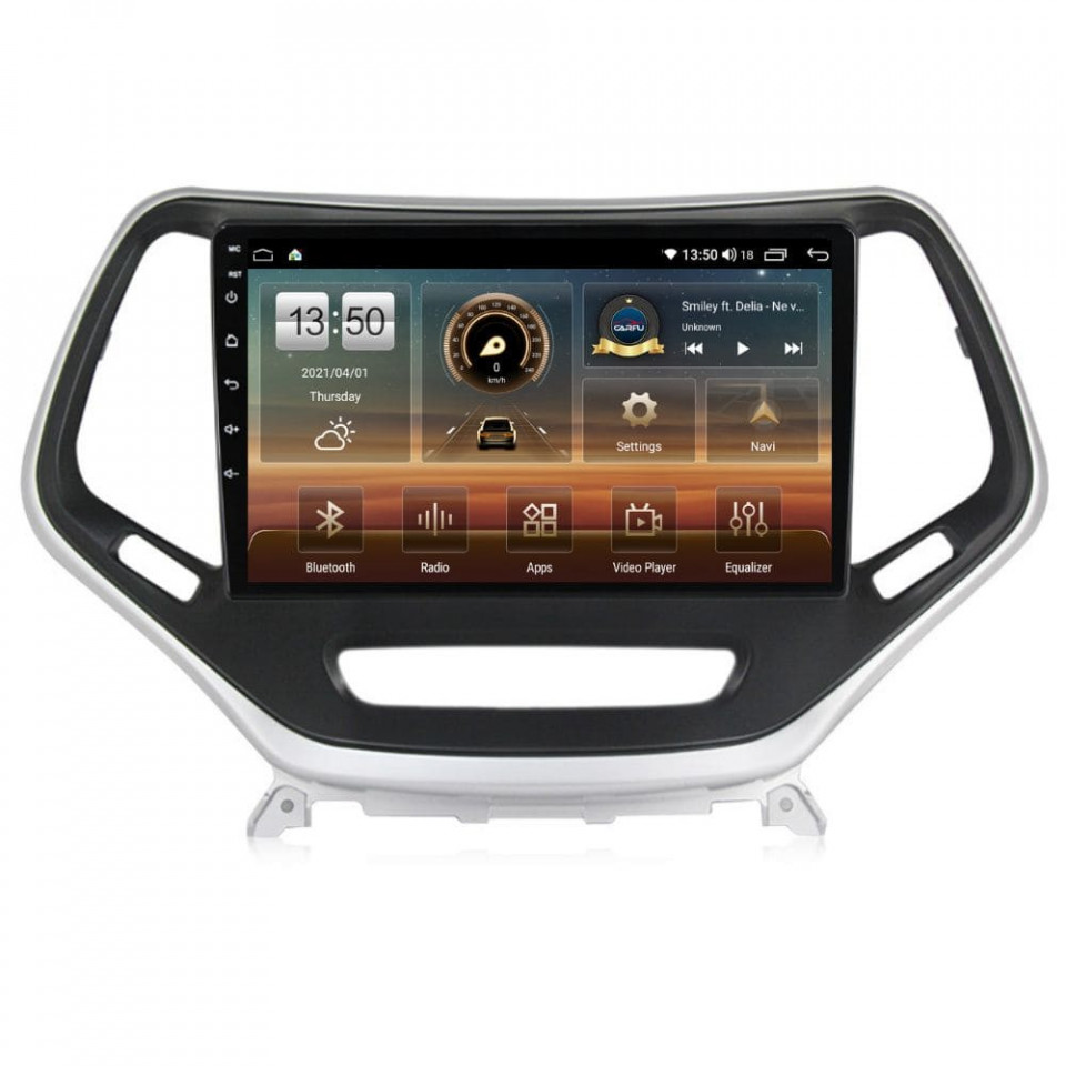Navigatie dedicata cu Android Jeep Cherokee V 2014 - 2019, 4GB RAM, Radio GPS Dual Zone, Display HD QLED 10" Touchscreen, Internet Wi-Fi si slot SIM 4G, Bluetooth, MirrorLink, USB