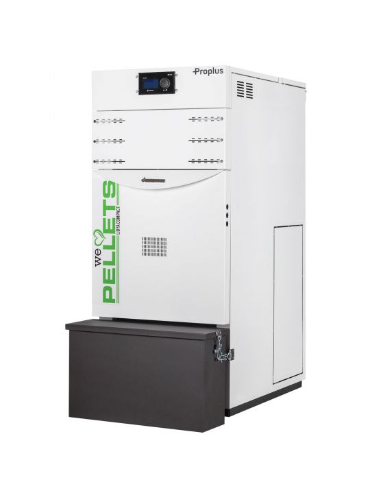 Centrala termica automata pe peleti Fornello Lidya Compact Proplus 25 kw echipata cu pompa  Grundfos vas manometru supapa arzator inox curatare automata arzator curatare automata schimbator A+ elimina automat cenusa