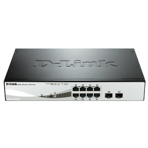 Switch DGS-1210-08P, 6 porturi 10/100/1000 Gigabit PoE, 2 porturi combo