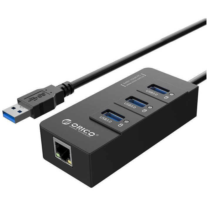 Placa retea HR01-U3 PRO Gigabit cu HUB USB 3.0 Black
