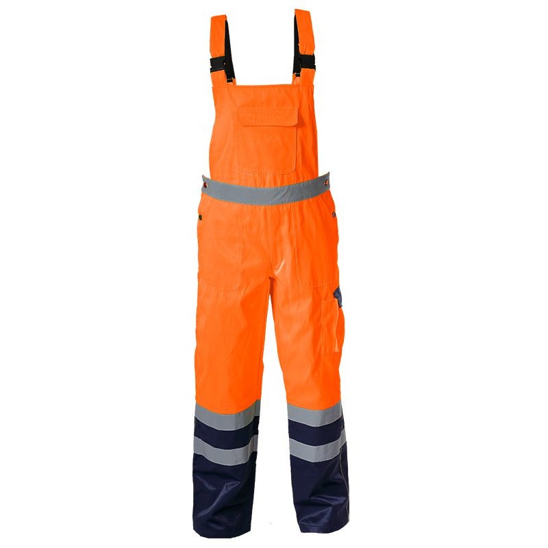 Pantalon reflectorizant cu pieptar / portocaliu - m