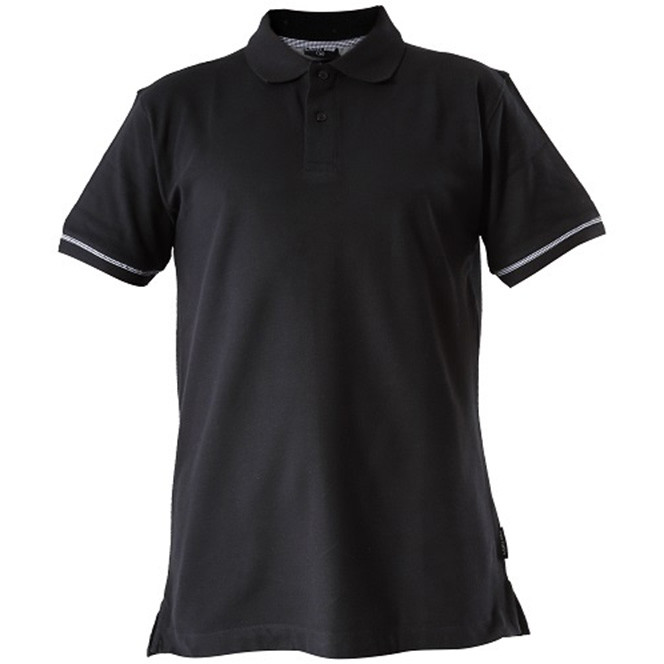 Tricou bumbac cu guler si nasturi / negru - 3xl