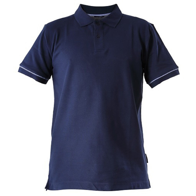 Tricou bumbac cu guler si nasturi / albastru - l