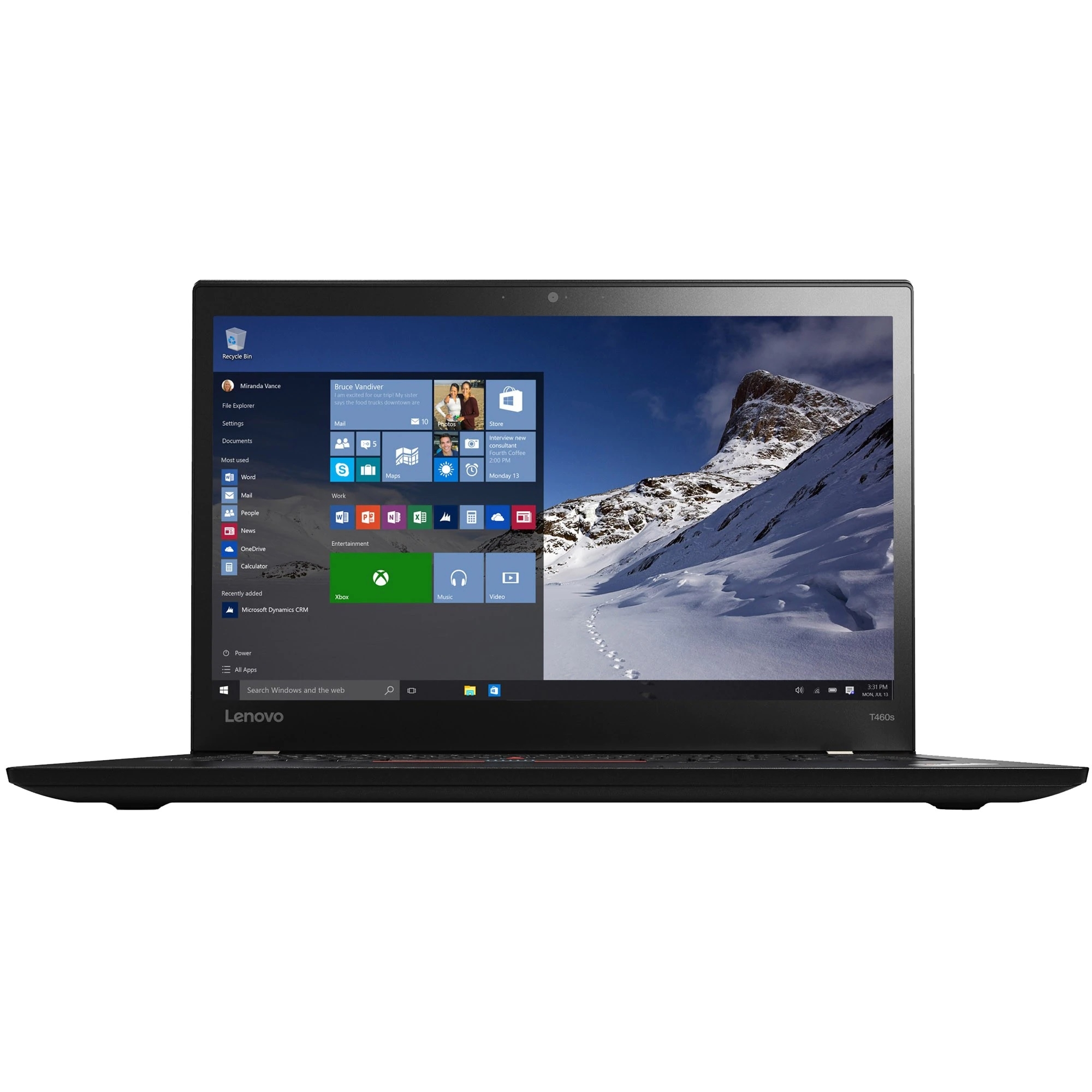 Laptop Lenovo ThinkPad T460s,  Intel Core i5-6300U, 2.40 GHz, HDD: 256 GB SSD, RAM: 8 GB, video: Intel HD Graphics 520, webcam